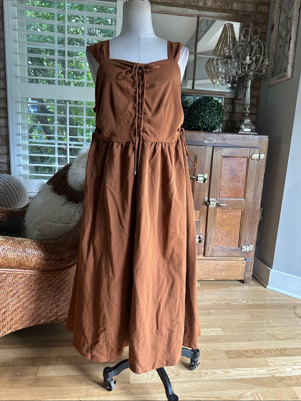 SCARLETT DARKNESS RENAISSANCE BROWN SLEEVELESS DRESS XL EXCELLENT